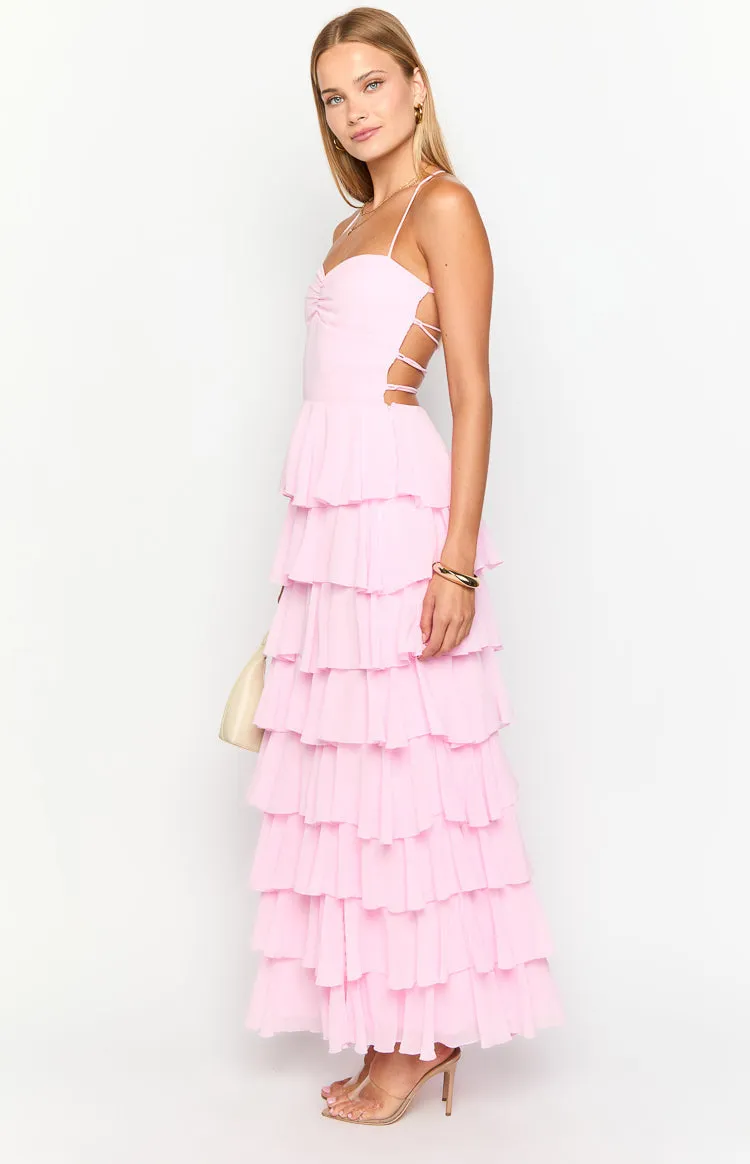 Georgie Pink Ruffle Prom Dress sold by Beginning Boutique product image thumbnail 4