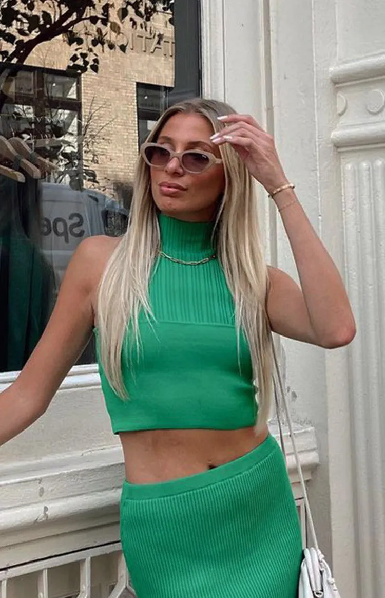 Dominica Green Knit Tank sold by Beginning Boutique product image thumbnail 3