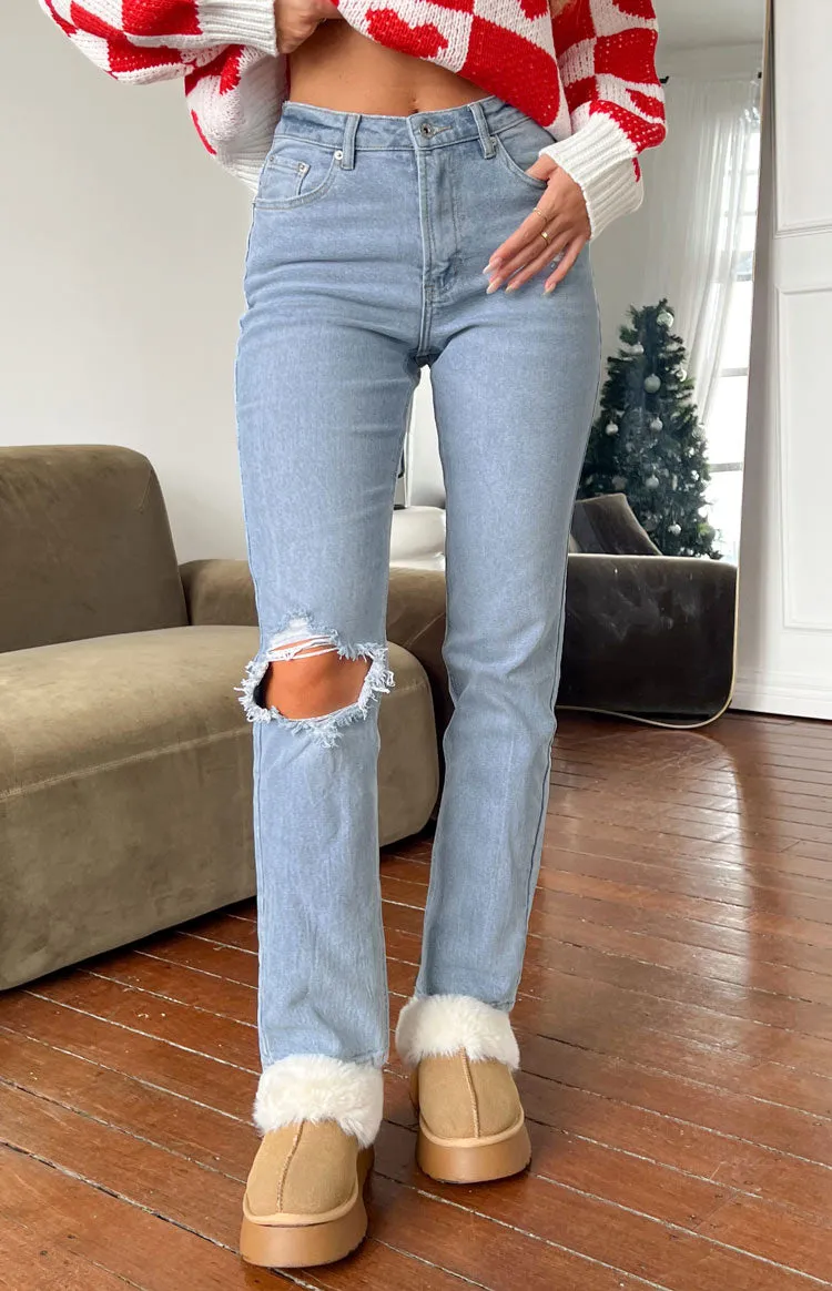 Loui Mid Wash Straight Leg Denim Jeans sold by Beginning Boutique