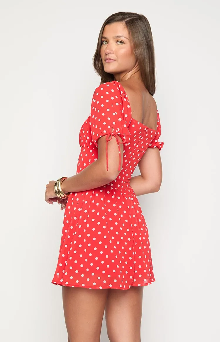 Danyal Red Polka Dot Mini Dress sold by Beginning Boutique product image thumbnail 5