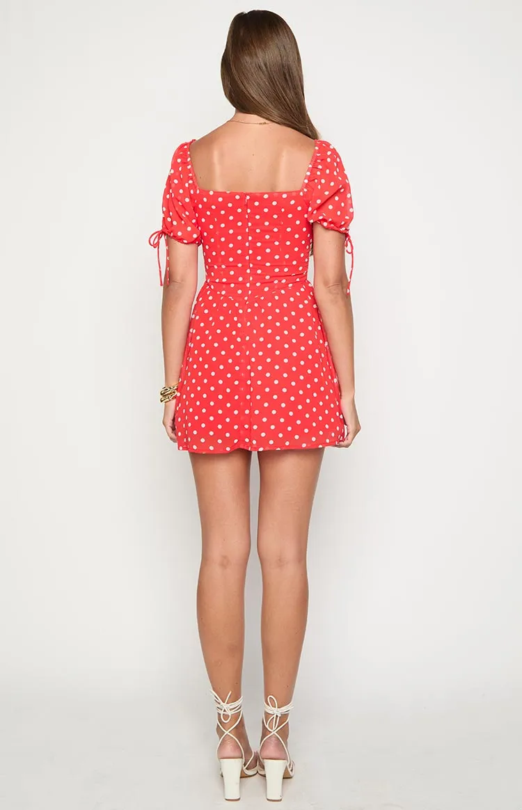 Danyal Red Polka Dot Mini Dress sold by Beginning Boutique product image thumbnail 4