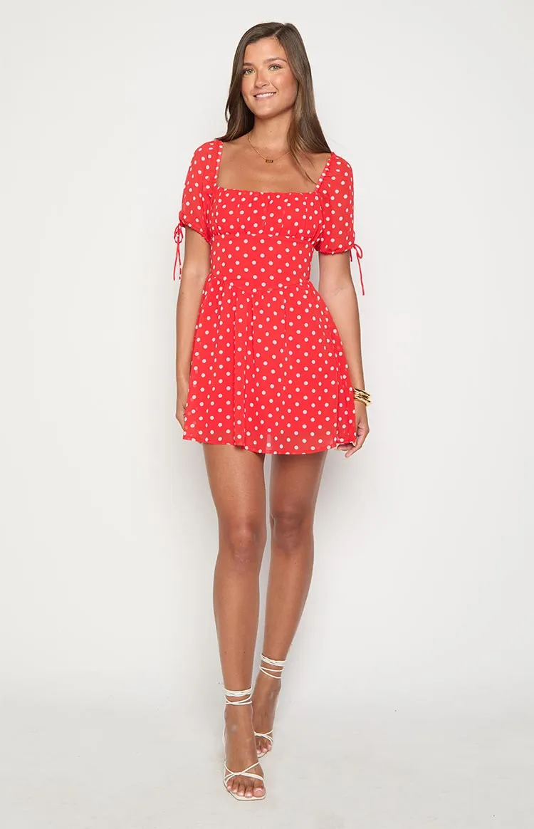Danyal Red Polka Dot Mini Dress sold by Beginning Boutique product image thumbnail 3