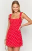 Layla Red Polka Dot Tie Back Mini Dress sold by Beginning Boutique