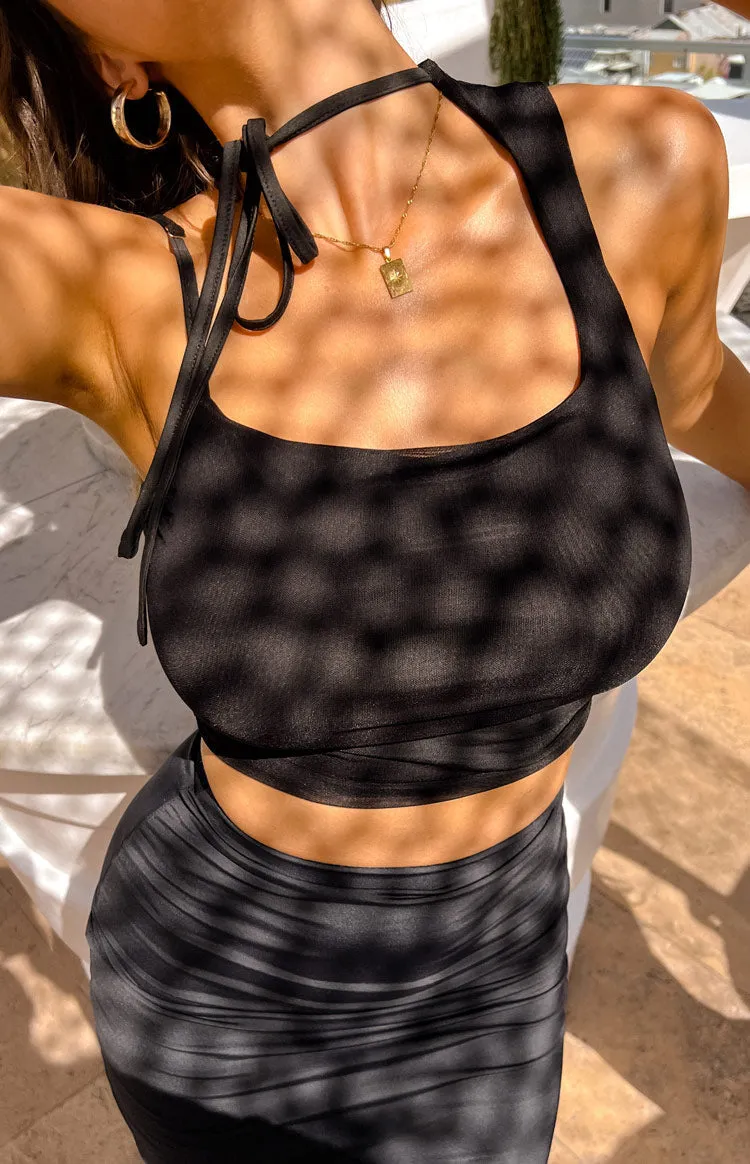 Kelsey Black Tie Neck Mesh Top sold by Beginning Boutique product image thumbnail 5
