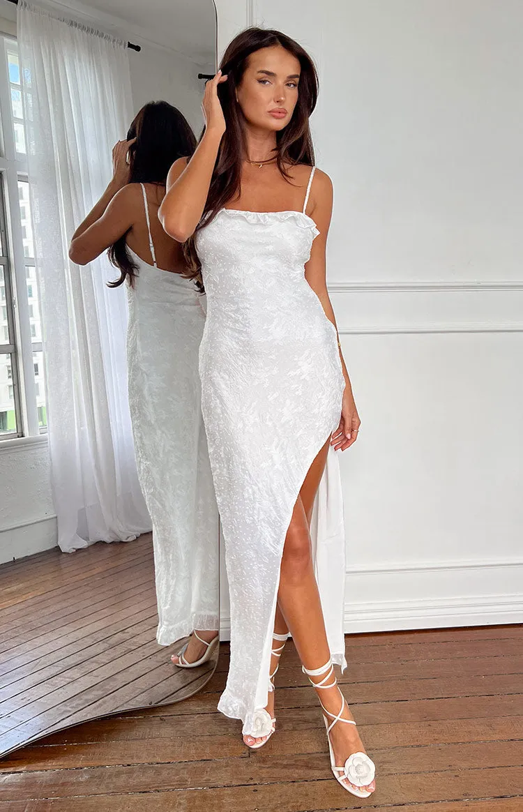 Adelaide White Maxi Dress sold by Beginning Boutique