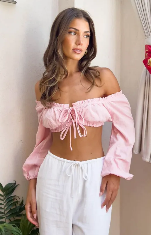 Taylor Pink Crop Top sold by Beginning Boutique