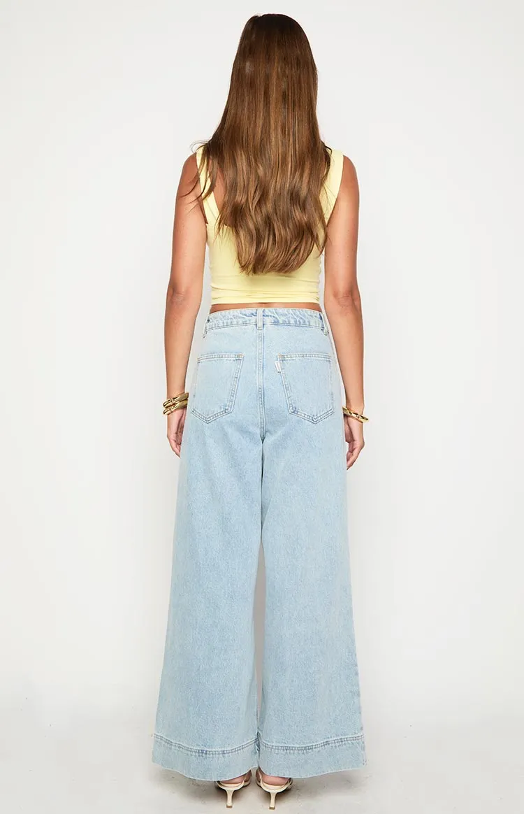 Khali Light Wash Denim Wide Leg Jeans sold by Beginning Boutique product image thumbnail 5