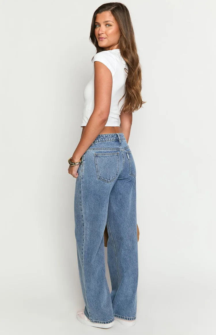 Beau Mid Wash Tie Waist Denim Jeans sold by Beginning Boutique product image thumbnail 5
