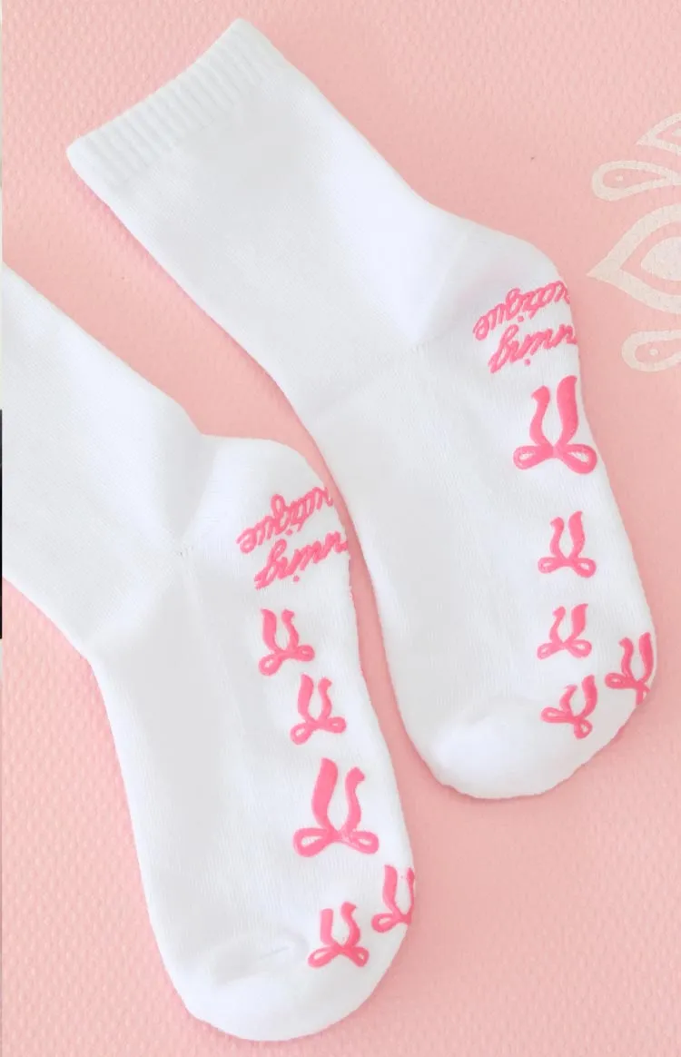 Sunrise Pink Bow Crew Yoga Socks sold by Beginning Boutique product image thumbnail 2