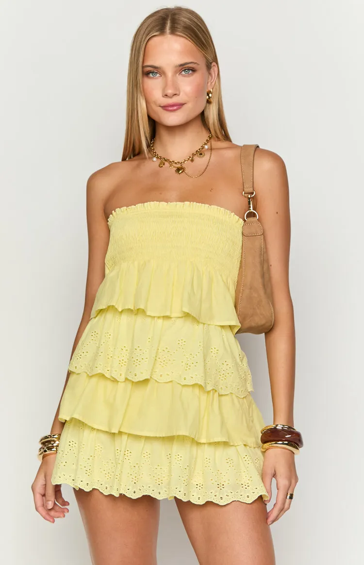 Hannah Yellow Strapless Mini Dress sold by Beginning Boutique product image thumbnail 3