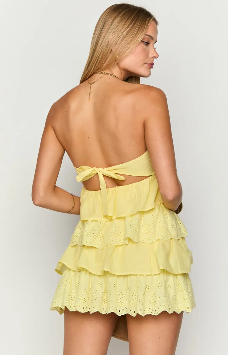 Hannah Yellow Strapless Mini Dress sold by Beginning Boutique product image thumbnail 5