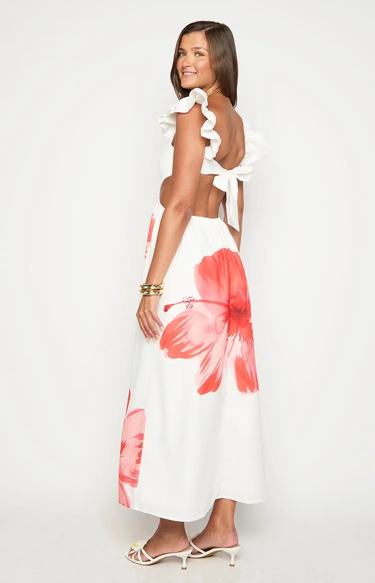Kaden White Floral Print Maxi Dress sold by Beginning Boutique product image thumbnail 5