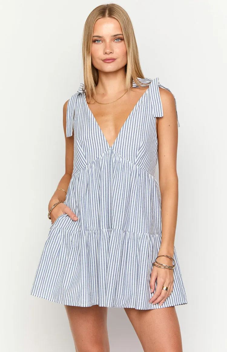 Angel Girl Blue Stripe Mini Dress sold by Beginning Boutique product image thumbnail 2