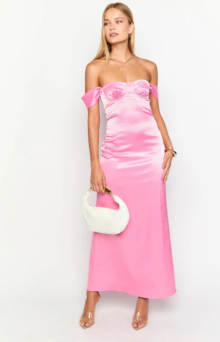 Naveah Pink Off Shoulder Maxi Dress sold by Beginning Boutique product image thumbnail 3