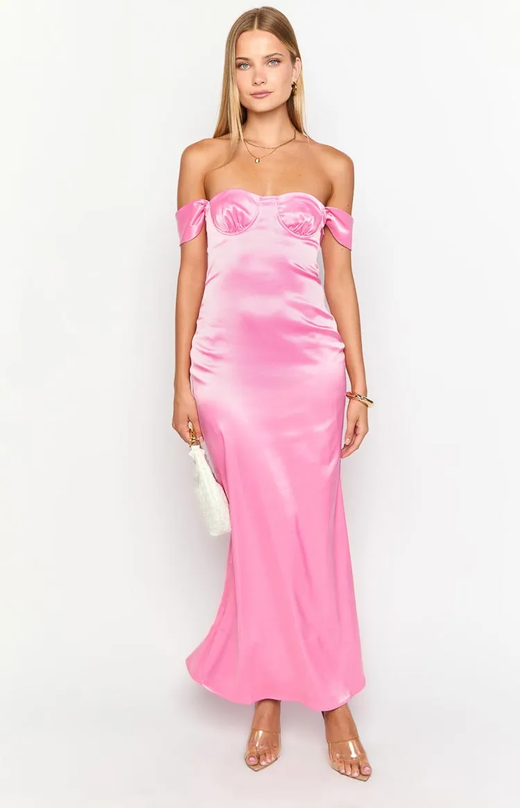 Naveah Pink Off Shoulder Maxi Dress sold by Beginning Boutique product image thumbnail 2