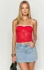 Libby Red Lace Crop Top sold by Beginning Boutique