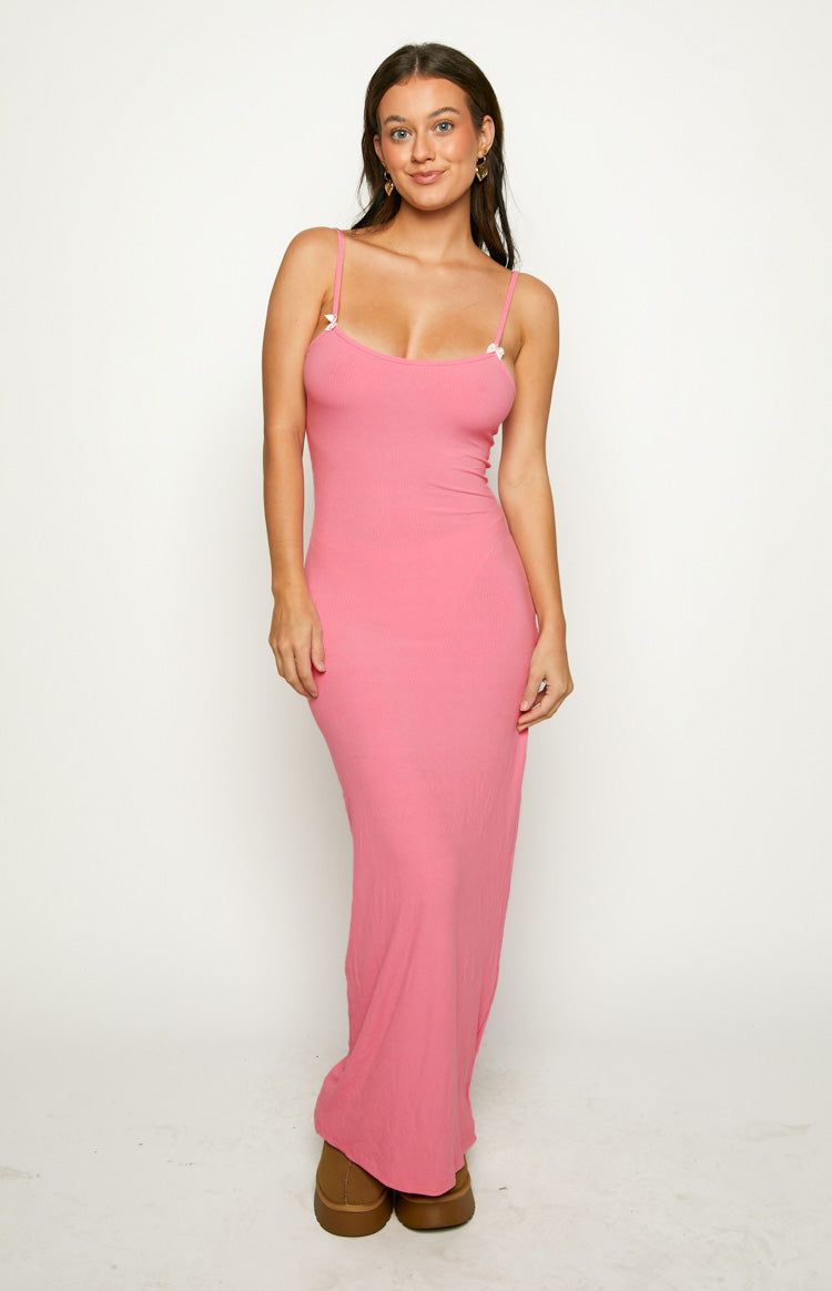 Harmony Pink Bow Maxi Dress sold by Beginning Boutique