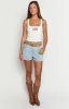 Winnie Star Light Wash Denim Shorts sold by Beginning Boutique
