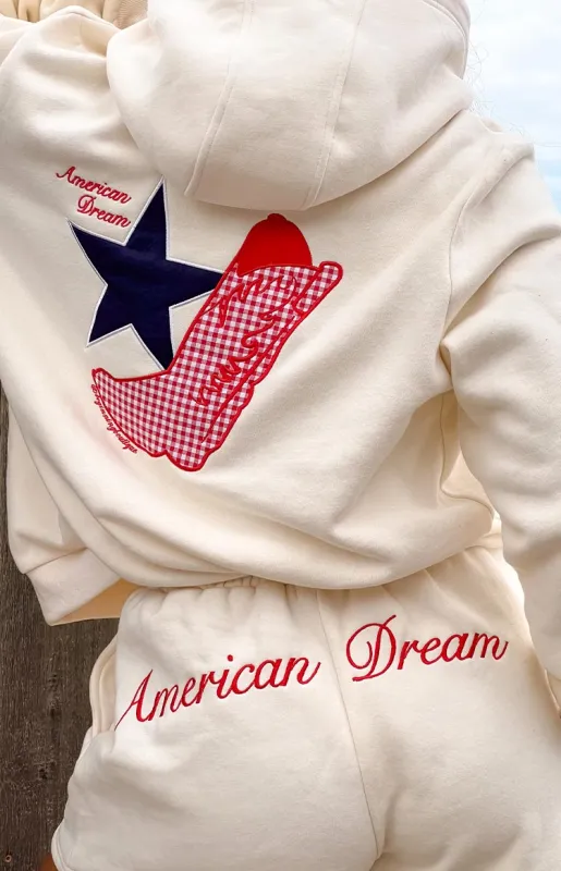Beginning Cream American Dream Hoodie sold by Beginning Boutique