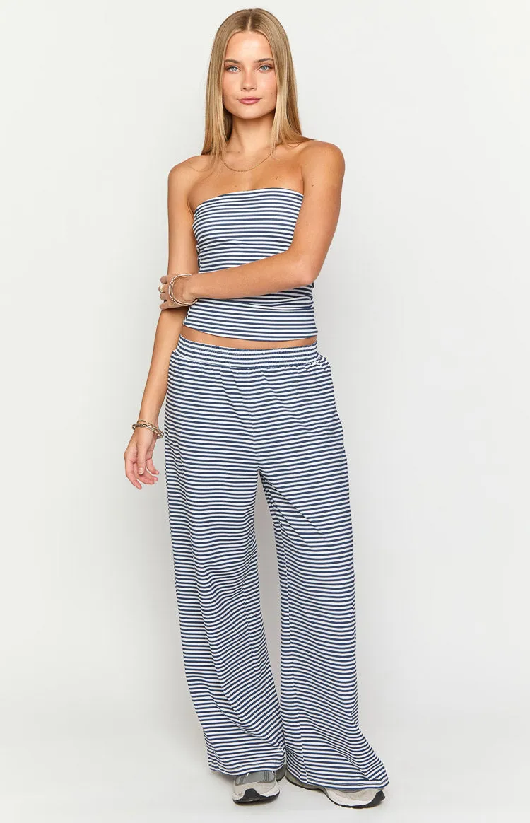 Flo Navy Stripe Wide Leg Pants sold by Beginning Boutique product image thumbnail 3