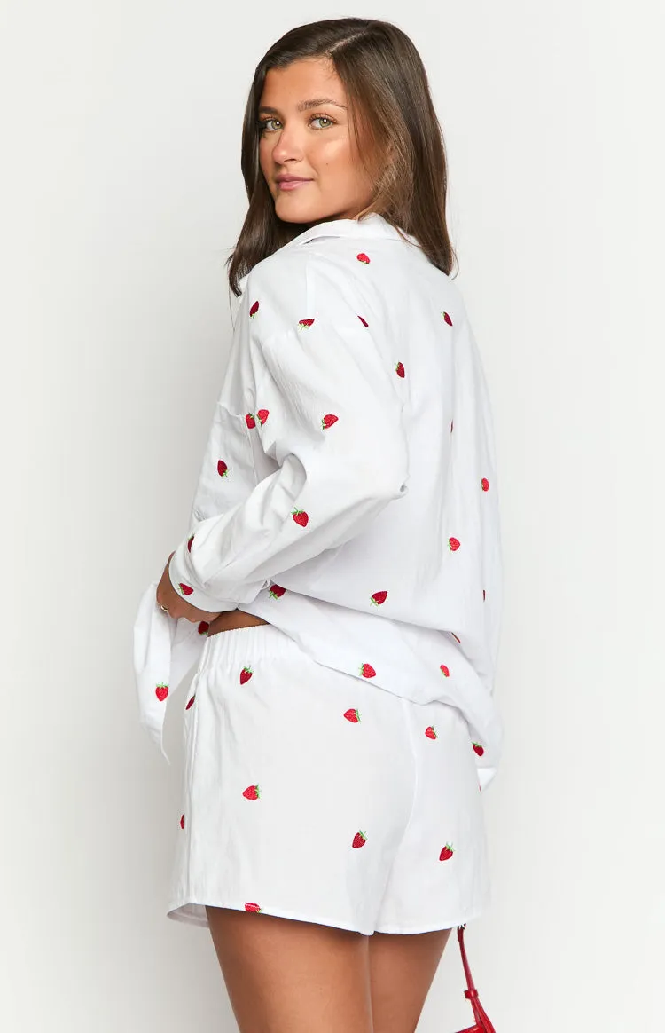 Brad White Strawberry Embroidered Boxer Shorts sold by Beginning Boutique product image thumbnail 5