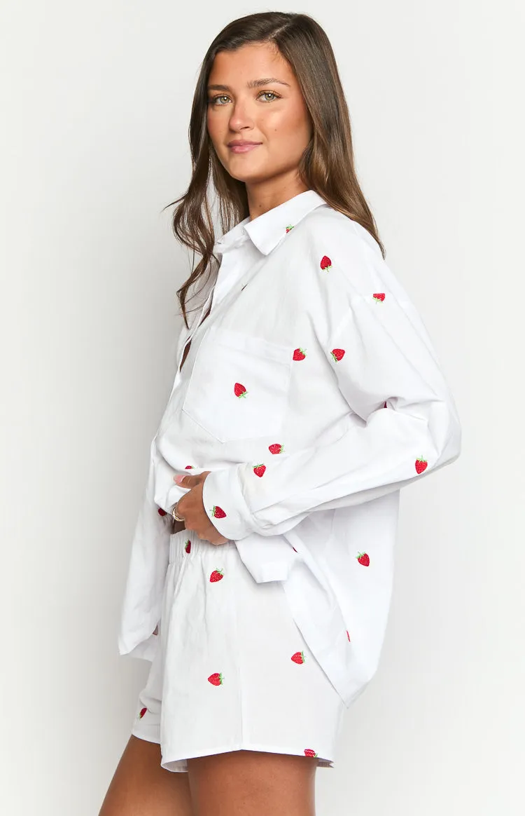 Brad White Strawberry Embroidered Boxer Shorts sold by Beginning Boutique product image thumbnail 4