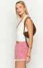 Arnie Red Gingham Broderie Lace Shorts sold by Beginning Boutique