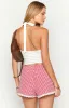 Arnie Red Gingham Broderie Lace Shorts sold by Beginning Boutique