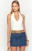 Siletto Star Blue Denim Low Rise Mini Skirt sold by Beginning Boutique
