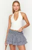 Evan Navy Gingham Ruffle Mini Skirt sold by Beginning Boutique