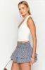 Evan Navy Gingham Ruffle Mini Skirt sold by Beginning Boutique