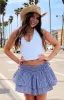 Evan Navy Gingham Ruffle Mini Skirt sold by Beginning Boutique
