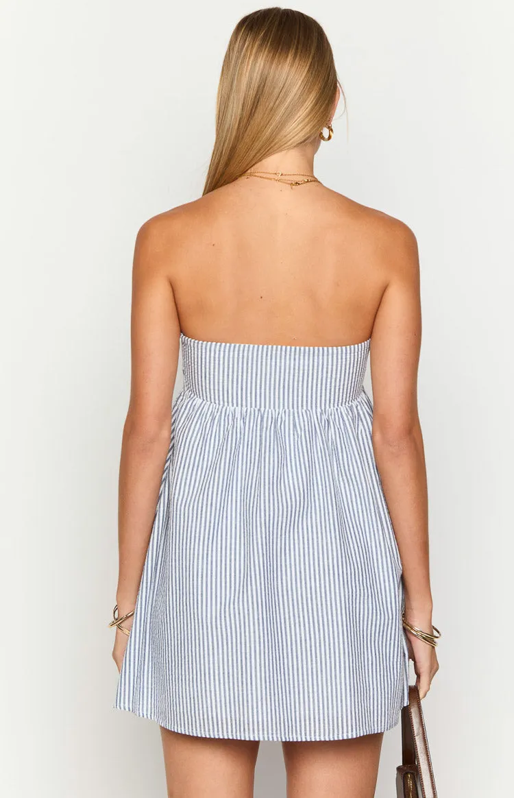 Anderson Blue Stripe Strapless Mini Dress sold by Beginning Boutique product image thumbnail 5