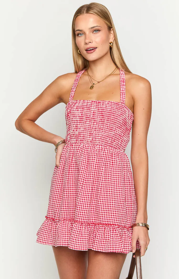 Oppolo Red Gingham Mini Dress sold by Beginning Boutique product image thumbnail 2