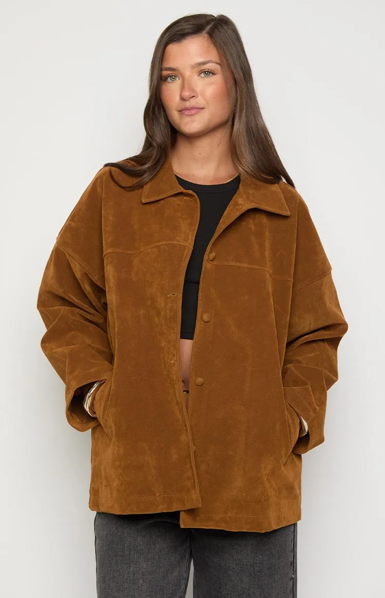 Suki Tan Suede Oversized Jacket sold by Beginning Boutique product image thumbnail 2