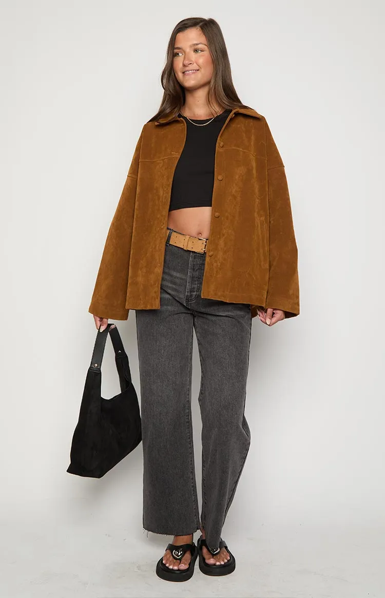Suki Tan Suede Oversized Jacket sold by Beginning Boutique product image thumbnail 3