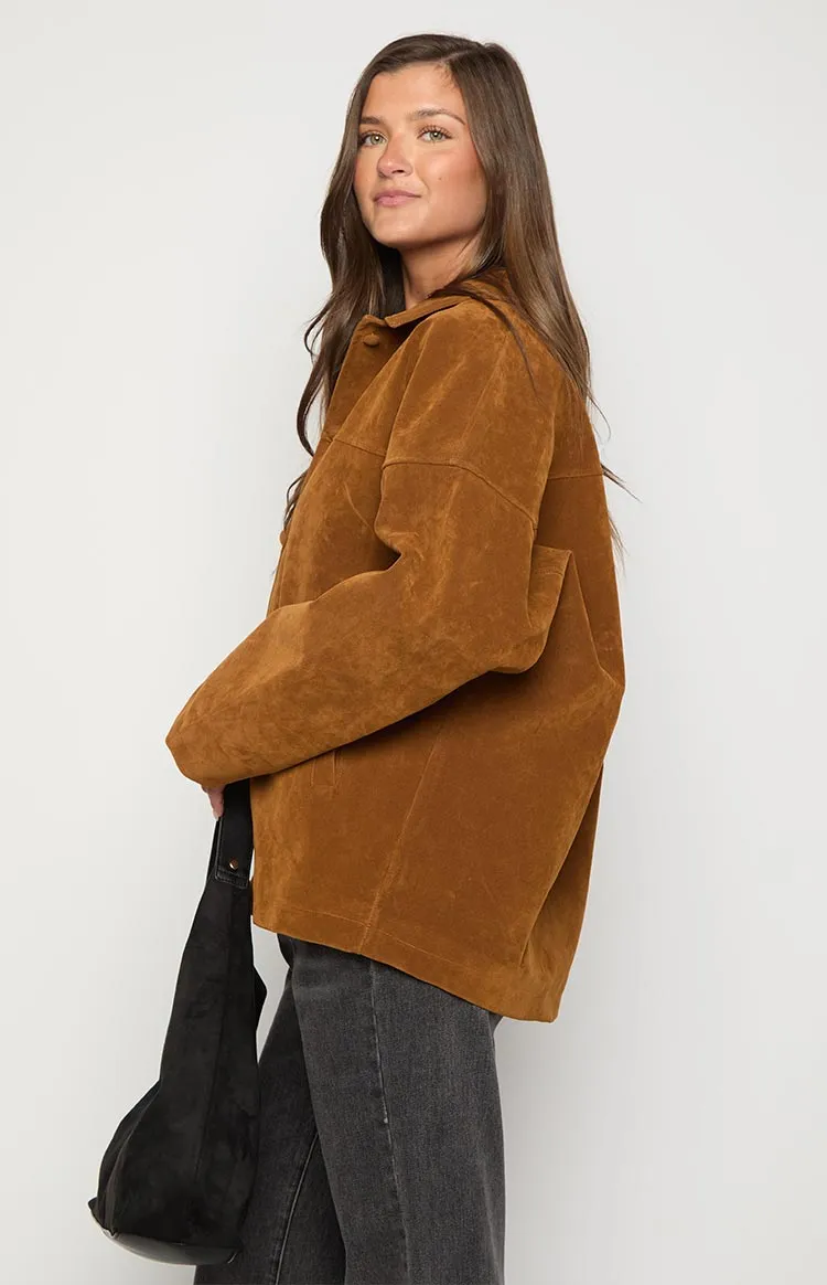 Suki Tan Suede Oversized Jacket sold by Beginning Boutique product image thumbnail 4