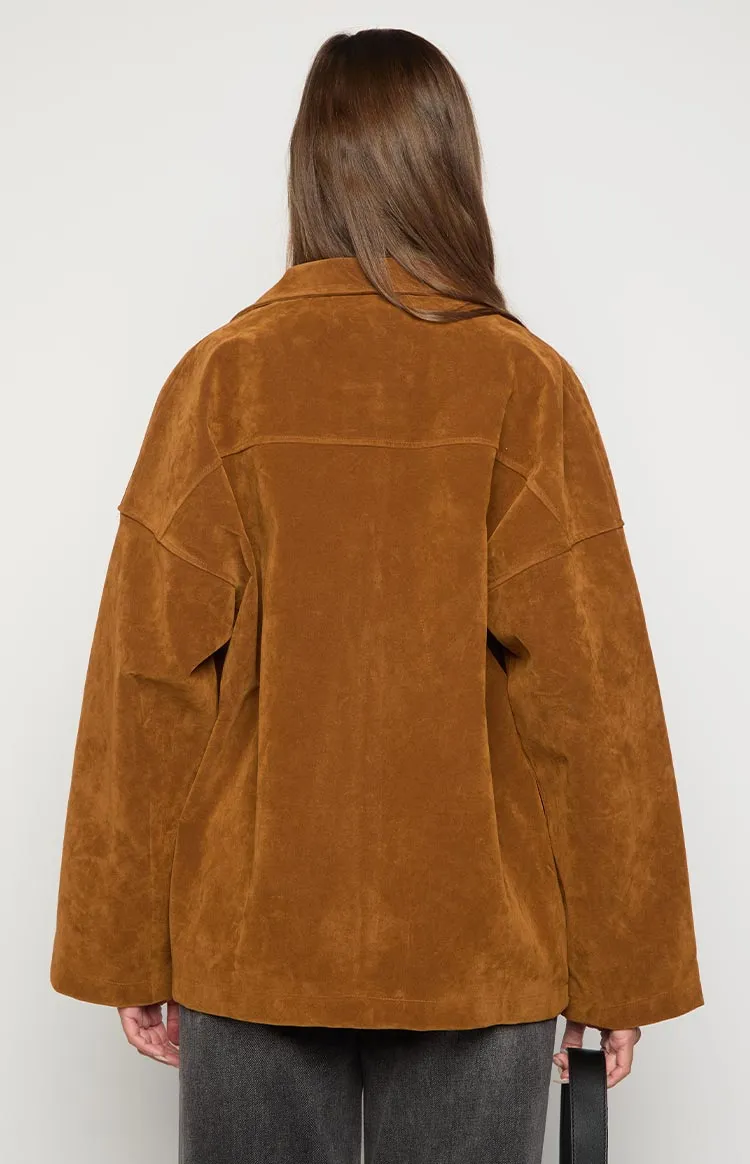 Suki Tan Suede Oversized Jacket sold by Beginning Boutique product image thumbnail 5