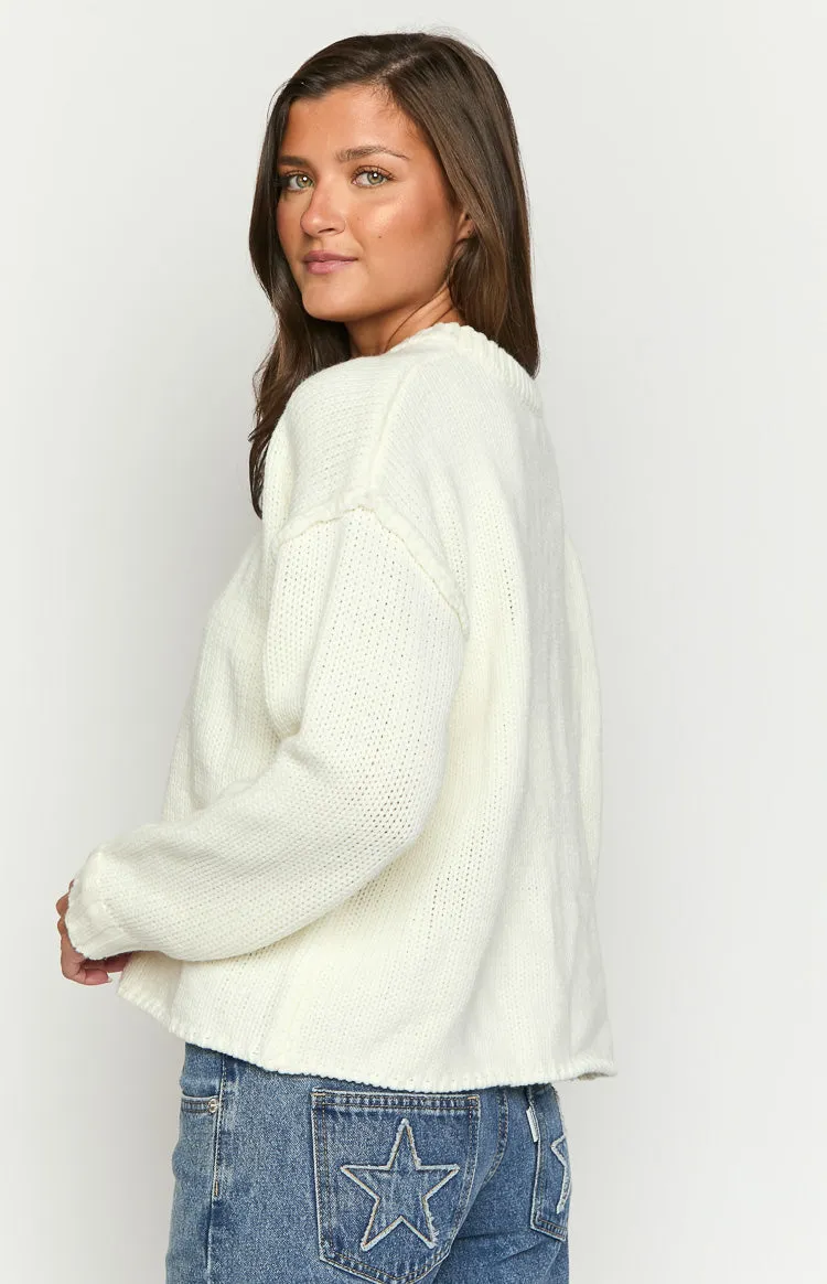 Edwina Cream Raw Edge Knit Sweater sold by Beginning Boutique product image thumbnail 5