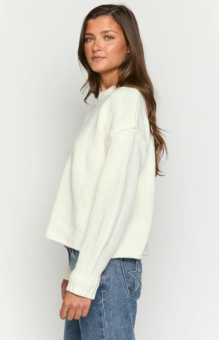 Edwina Cream Raw Edge Knit Sweater sold by Beginning Boutique product image thumbnail 4