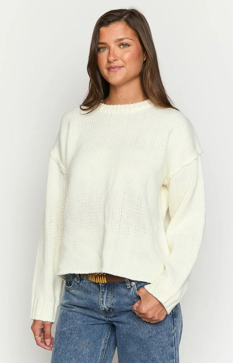 Edwina Cream Raw Edge Knit Sweater sold by Beginning Boutique product image thumbnail 2
