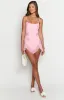 Arianah Pink Hibiscus Rhinestone Mesh Mini Dress sold by Beginning Boutique
