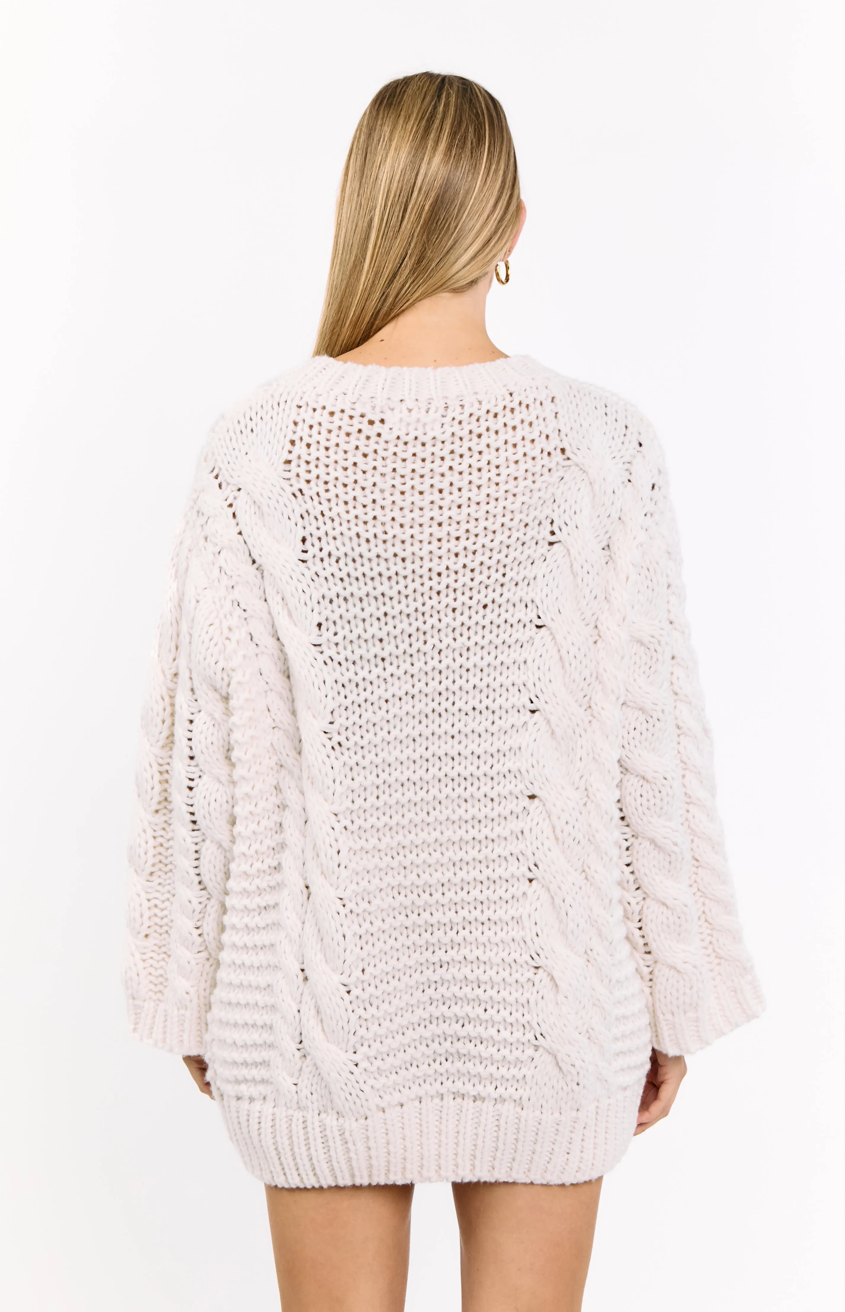Thursdays Cream Cable Knit Sweater Dress sold by Beginning Boutique product image thumbnail 4