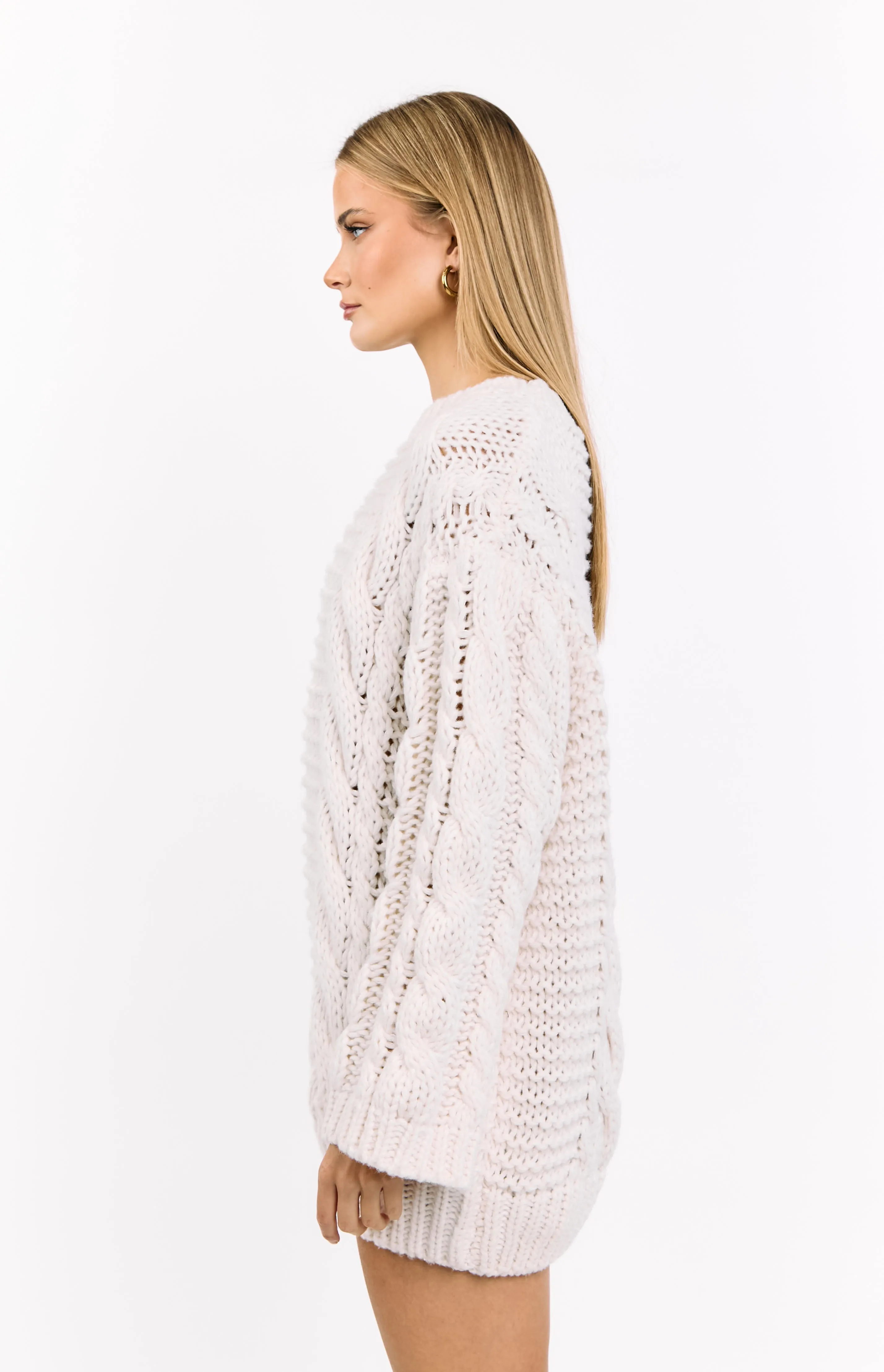 Thursdays Cream Cable Knit Sweater Dress sold by Beginning Boutique product image thumbnail 3