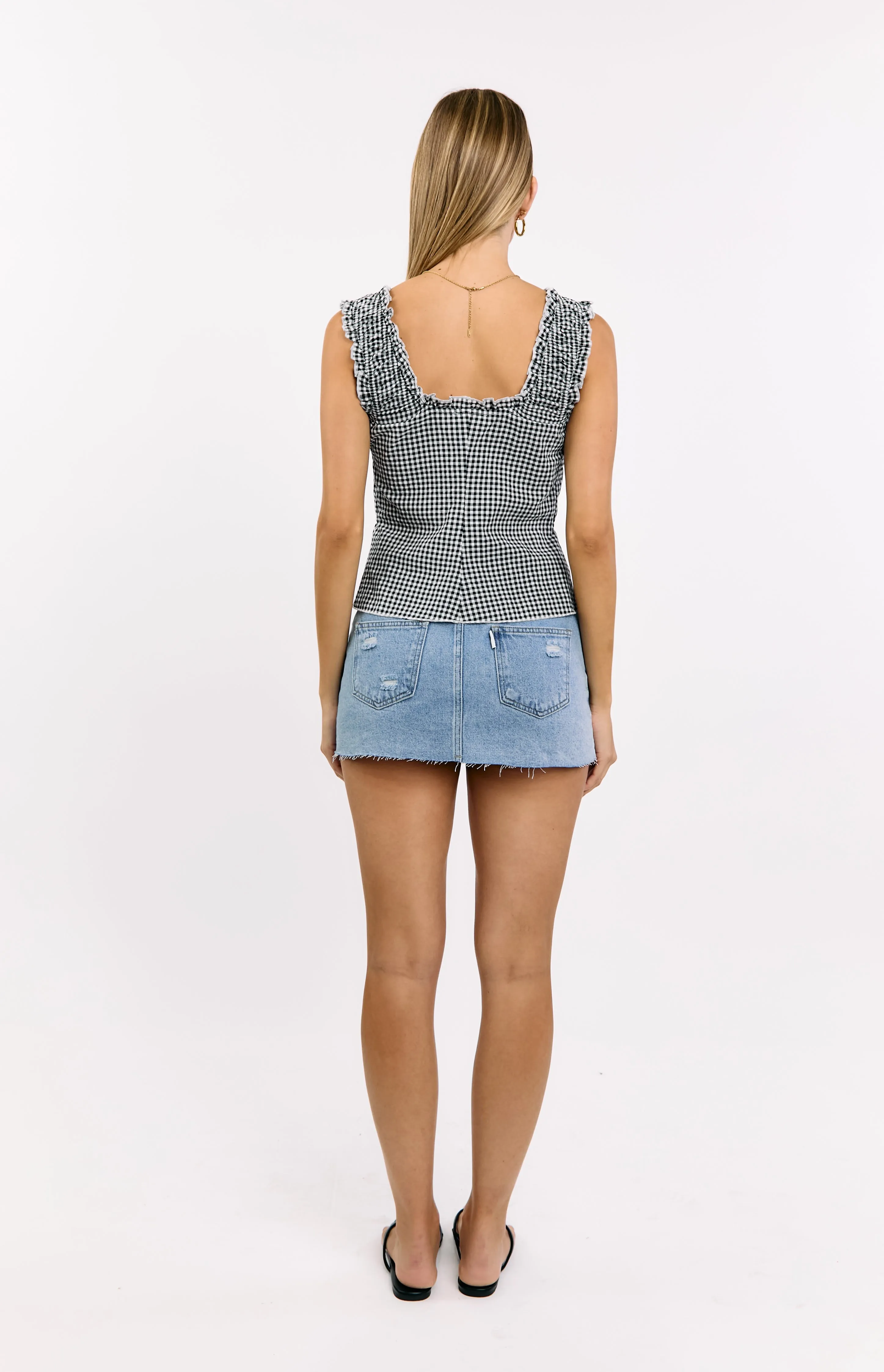 Neevie Black Gingham Tie Top sold by Beginning Boutique product image thumbnail 5