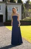 Blaise Navy Satin Maxi Dress sold by Beginning Boutique