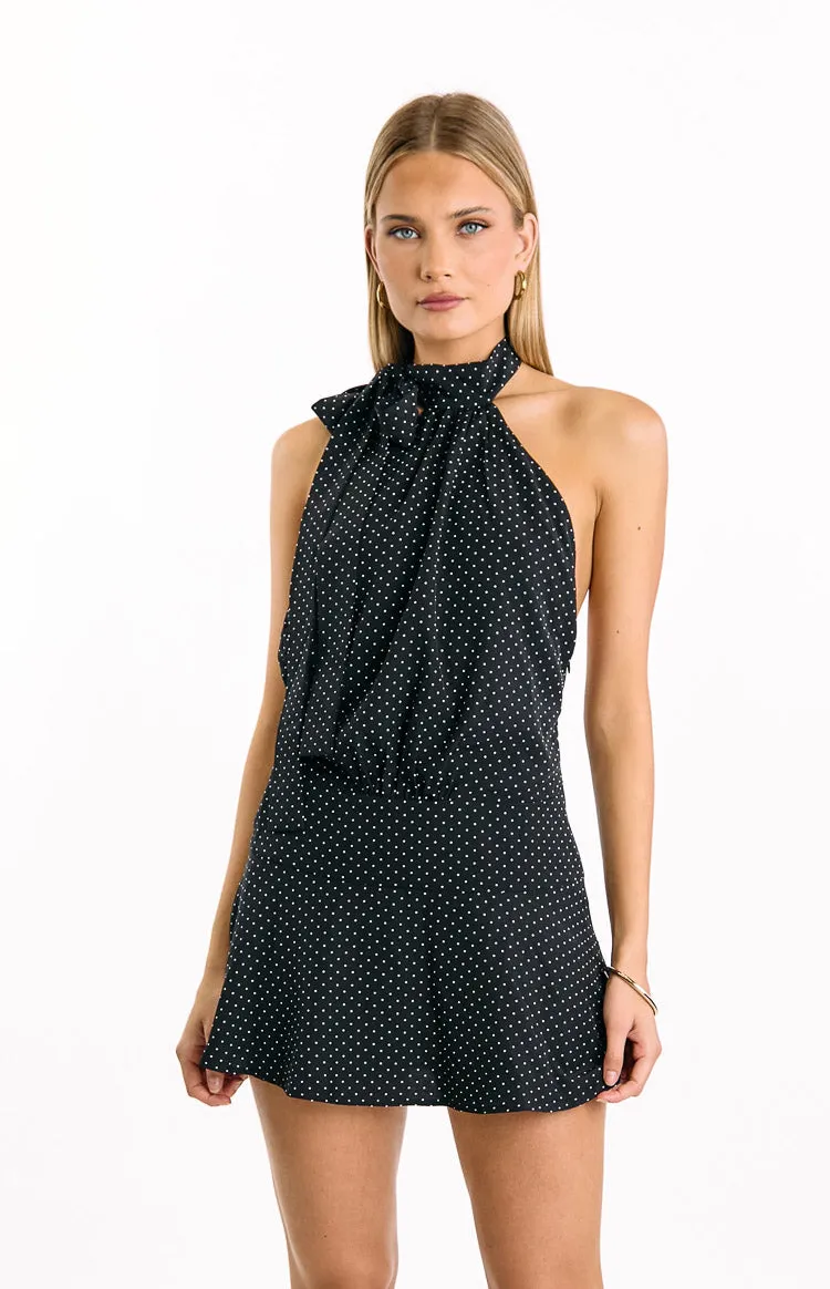 Bryan Black Polka Dot Halter Neck Mini Dress sold by Beginning Boutique product image thumbnail 2