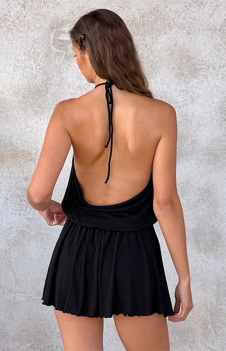 Tyler Black Halter Neck Playsuit sold by Beginning Boutique product image thumbnail 4