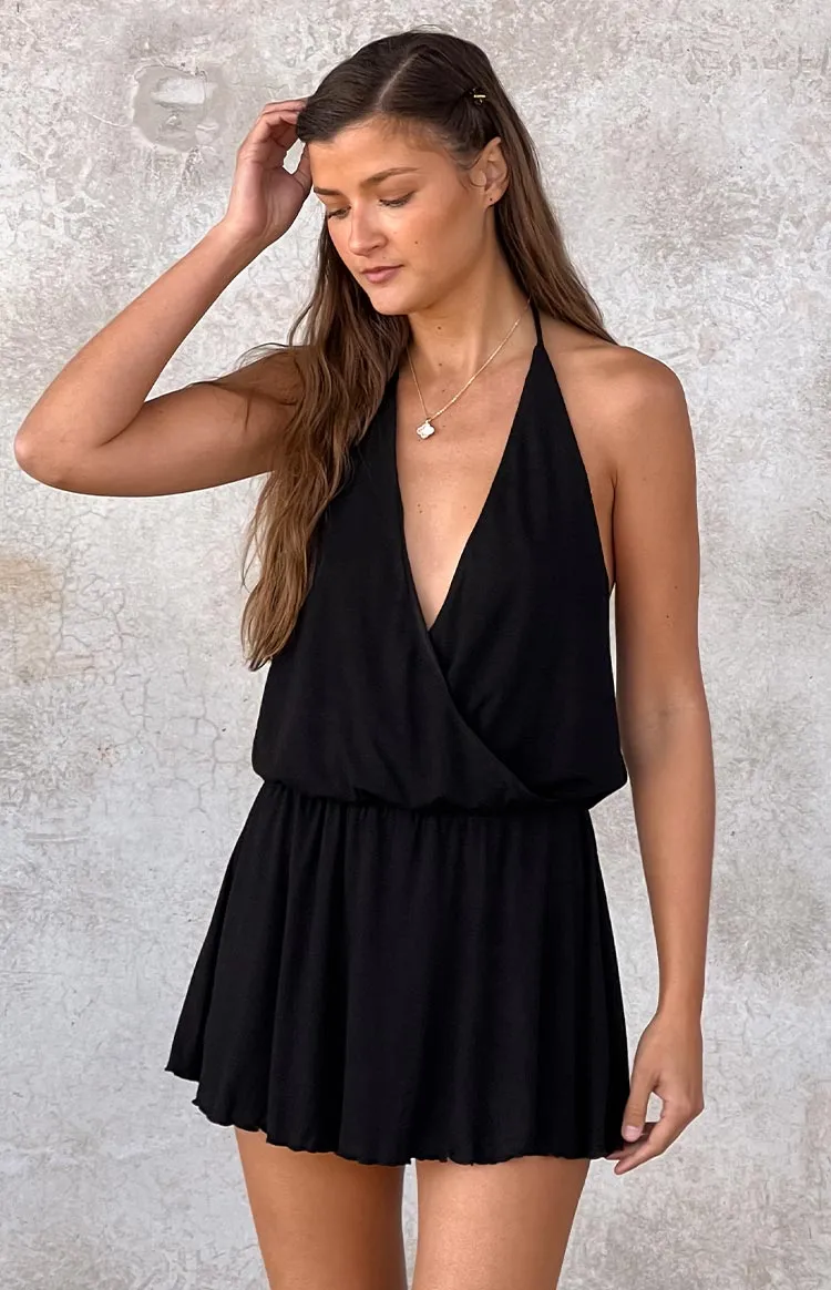 Tyler Black Halter Neck Playsuit sold by Beginning Boutique product image thumbnail 2
