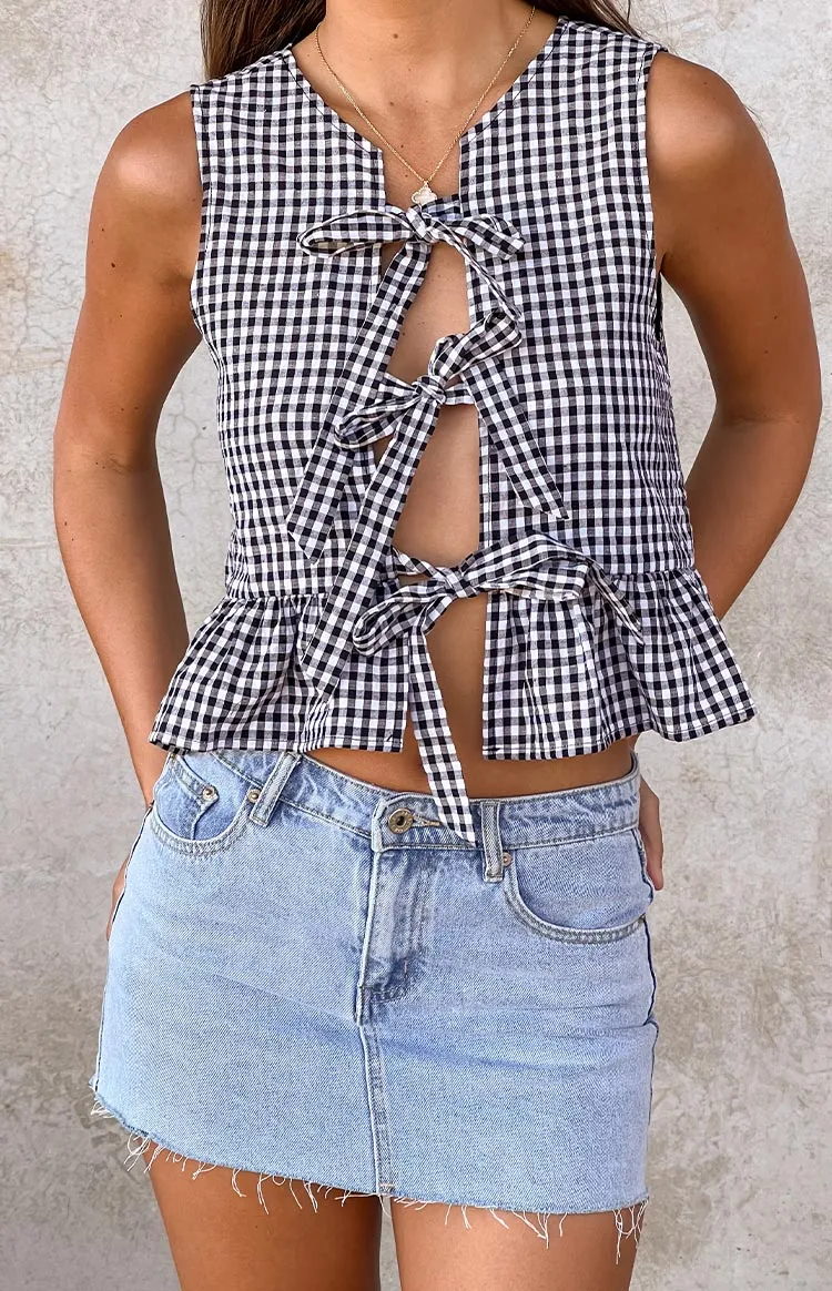 Baxter Black Gingham Top sold by Beginning Boutique product image thumbnail 3